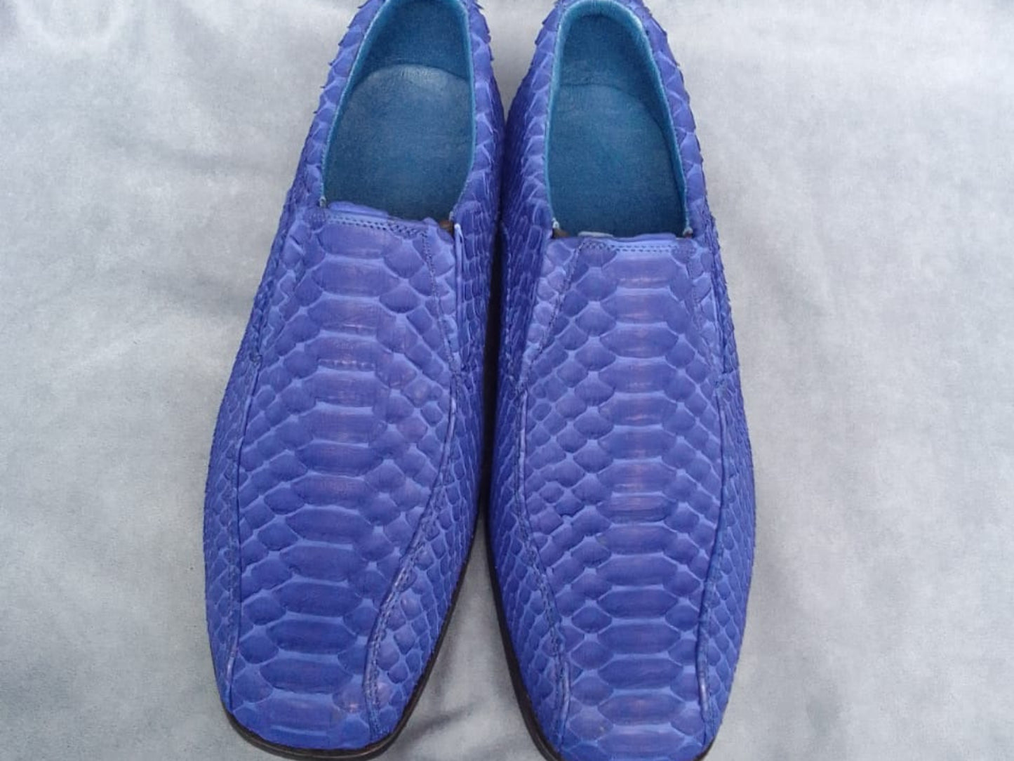Blue Python Snakeskin Oxford Shoes: Handmade Exotic Leather Dress Shoes for Men