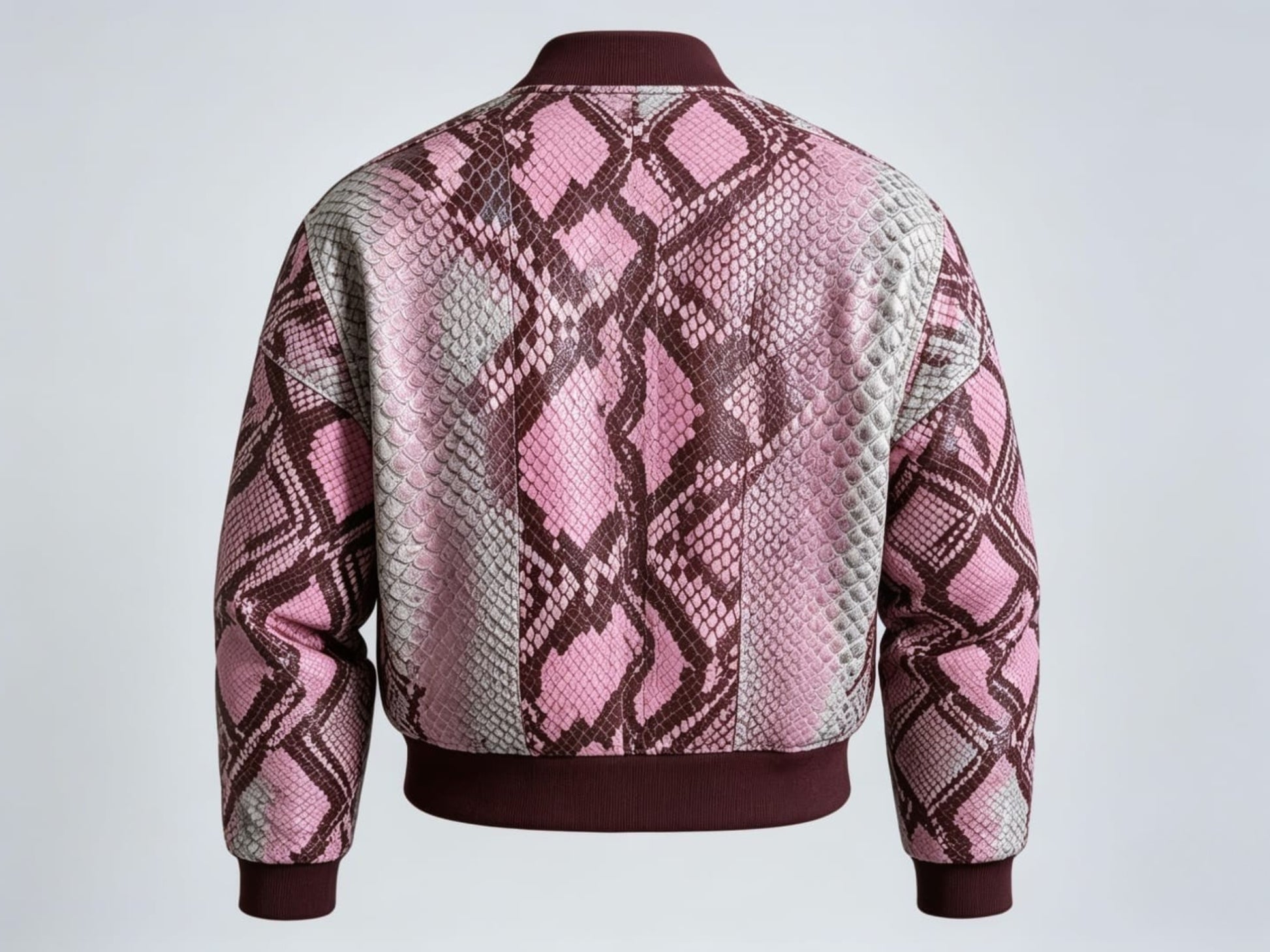 Blush Pink Python Snakeskin Bomber Jacket