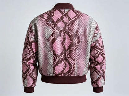 Blush Pink Python Snakeskin Bomber Jacket