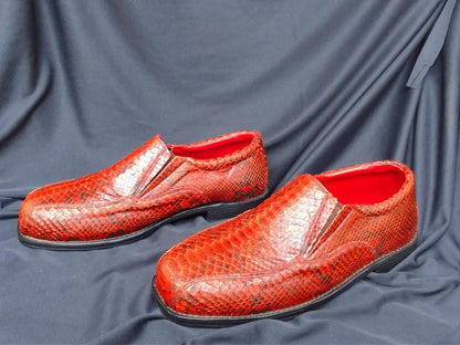 Terra Cotta Genuine Python Snakeskin Men’s Oxford Shoes