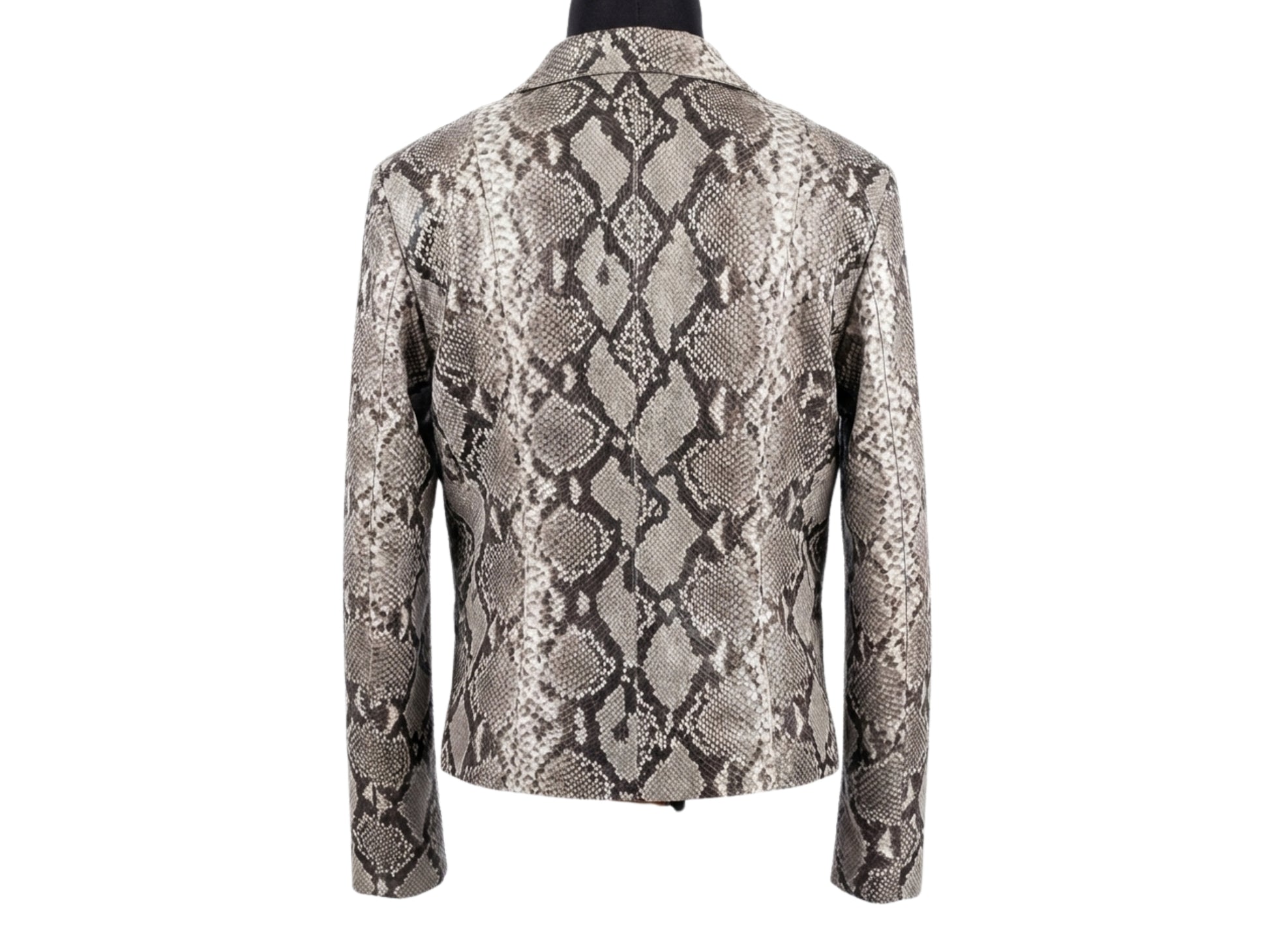 Genuine Python Snakeskin Suit Set | Natural Gray Leather Blazer & Pants