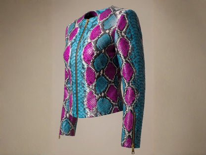 Turquoise Magenta Python Snakeskin Jacket