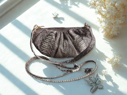 real snakeskin Croissant Small Leather Shoulder Bag for everyday use
