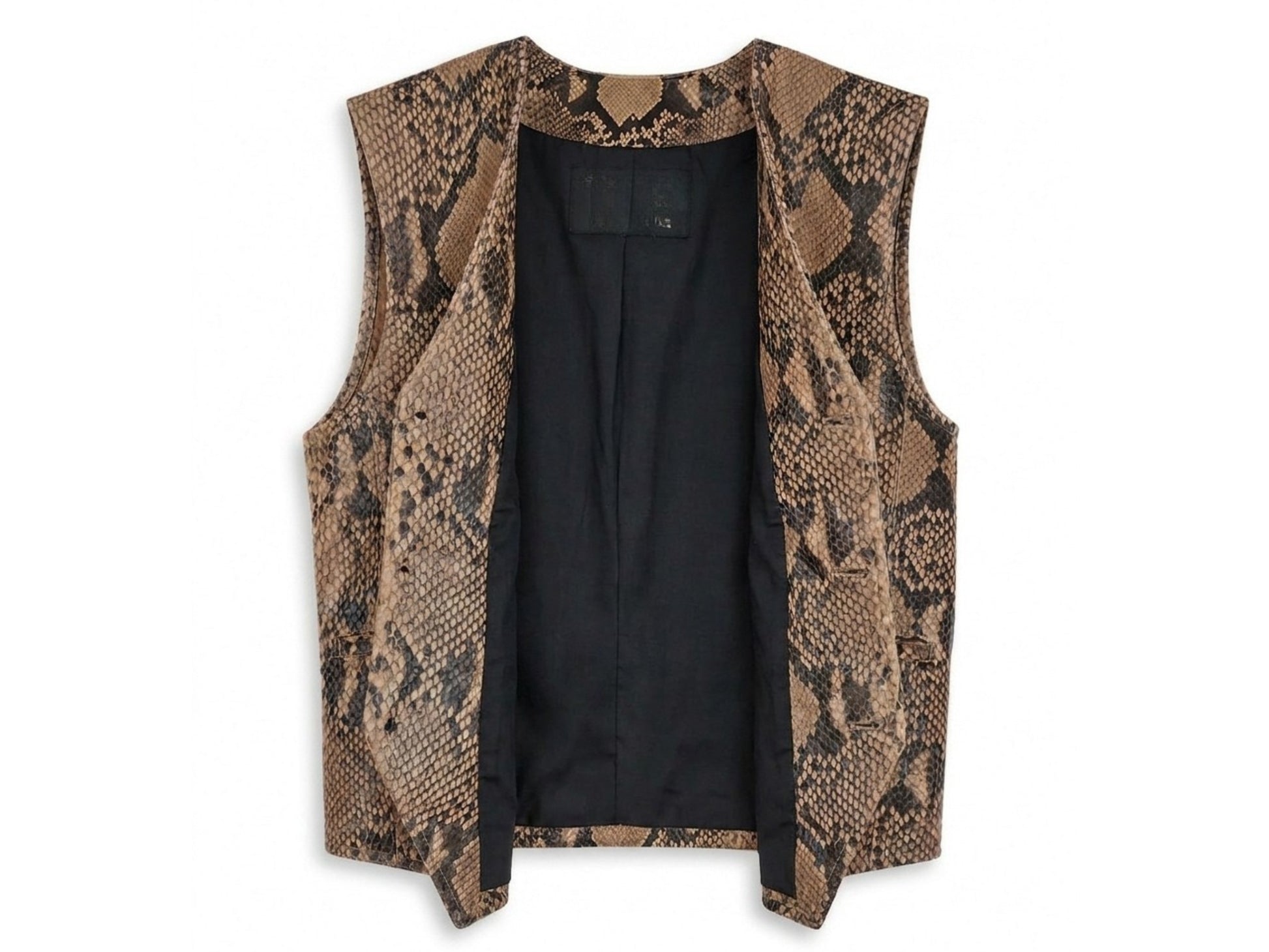 Genuine Python Snakeskin Leather Vest: Exotic Brown Waistcoat