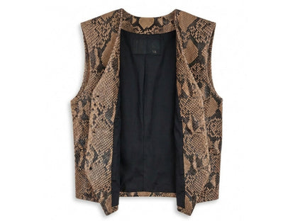 Genuine Python Snakeskin Leather Vest: Exotic Brown Waistcoat