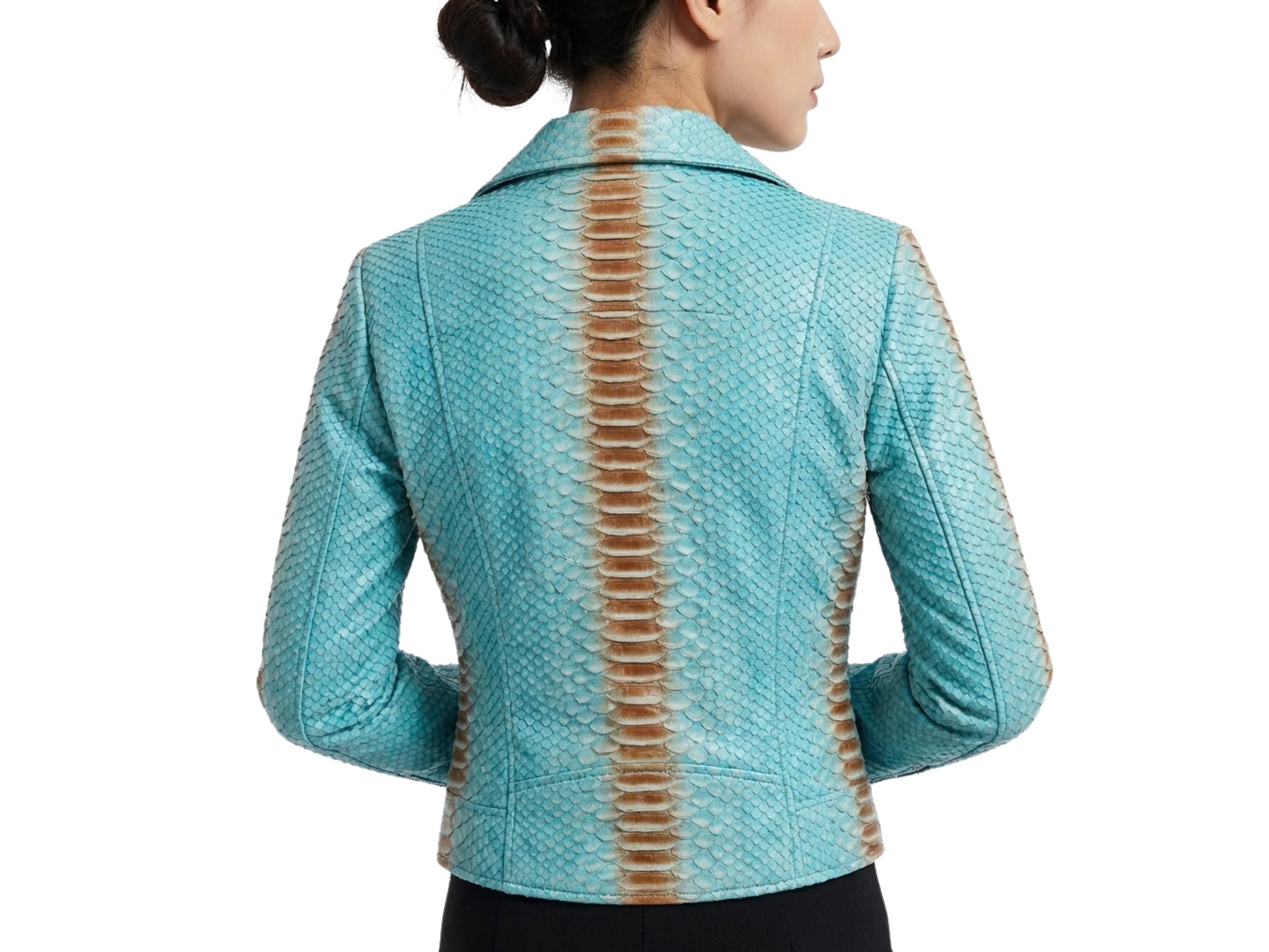 Turquoise Python Snakeskin Leather Jacket