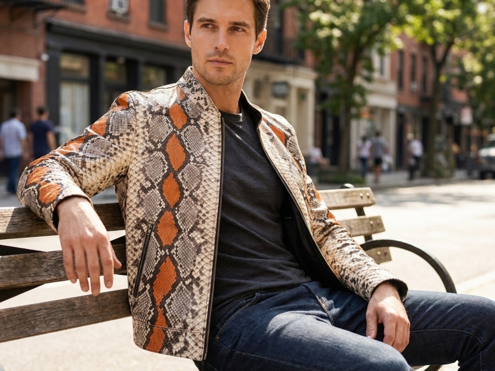 Multi Orange Python Snakeskin Jacket