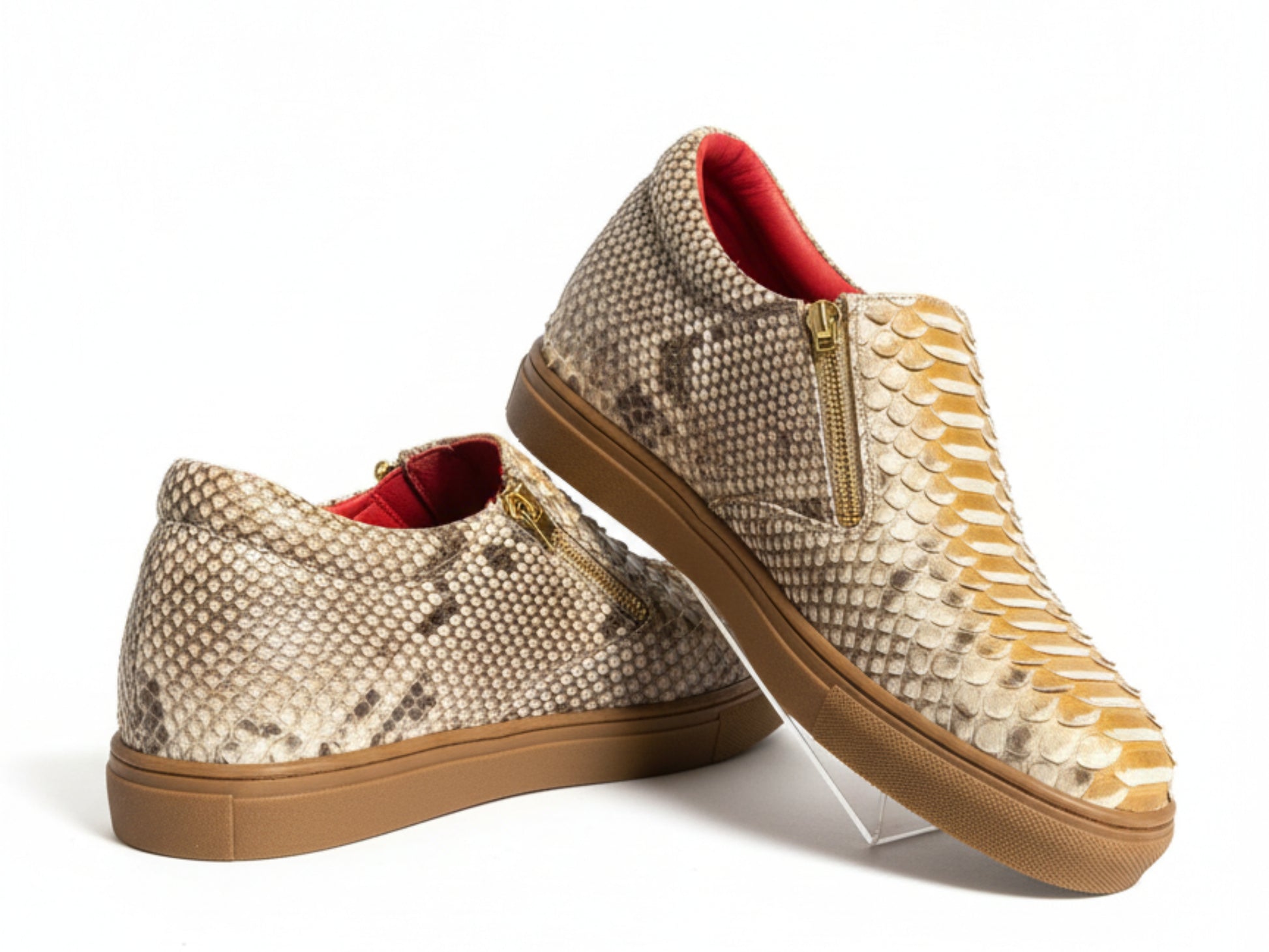 Genuine Python Snakeskin Shoes: Handmade Real Exotic Leather Sneakers