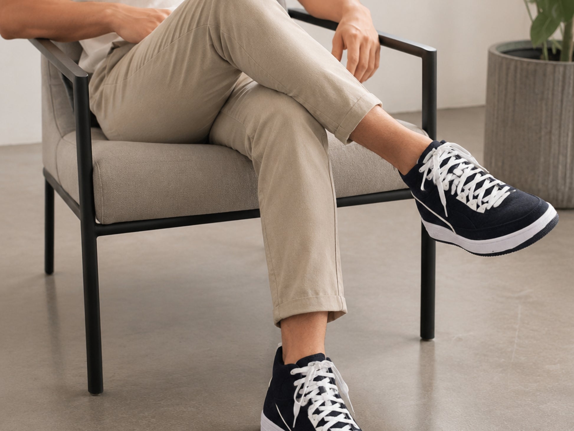Black Shark Skin Leather High-Top Sneakers