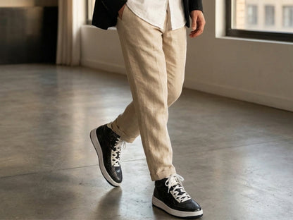 Black Python Snakeskin Leather High-Top Sneakers