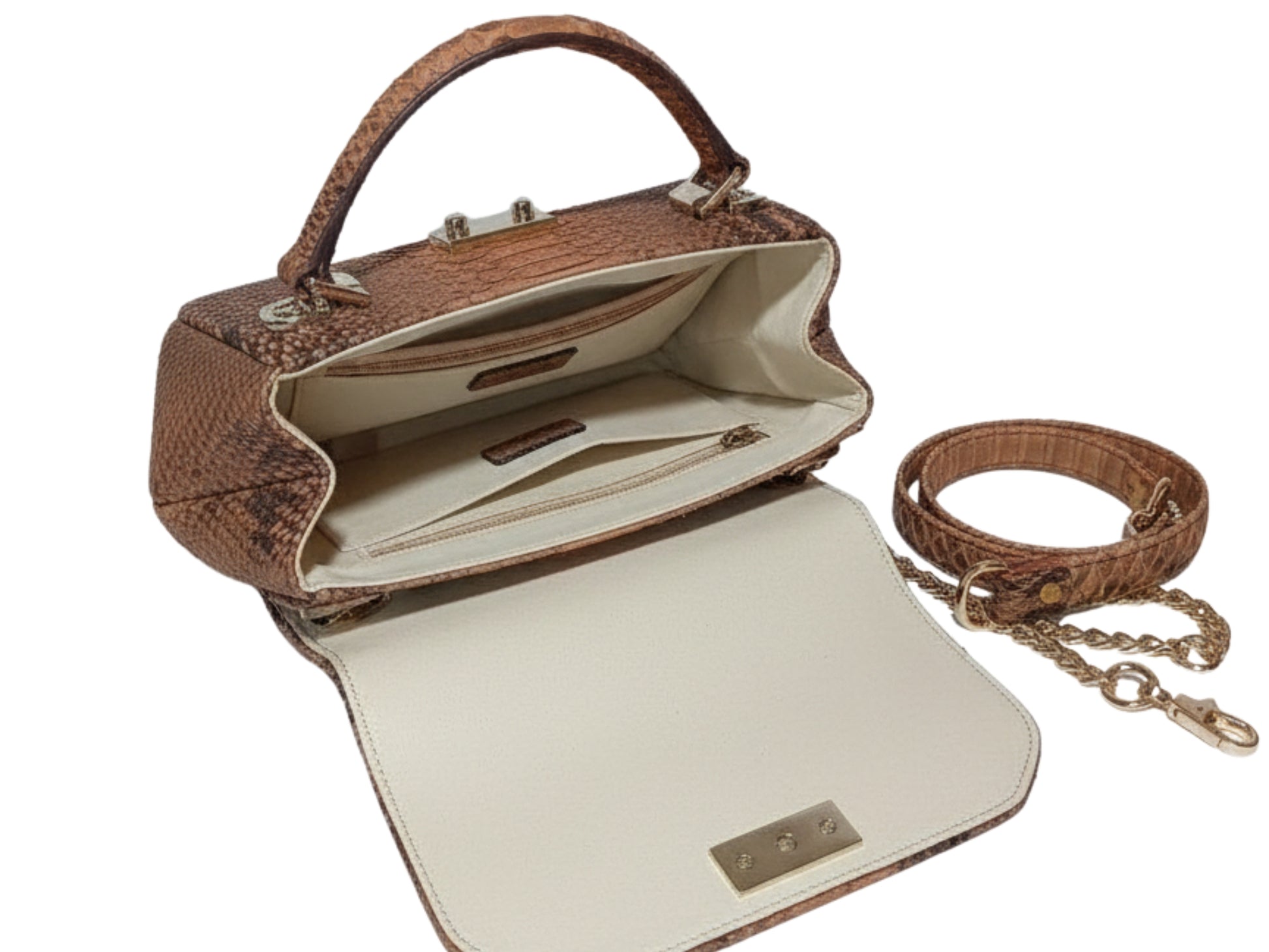 Luxury Genuine Python Snakeskin Top Handle Bag: Exotic Brown, Black, White & Green Leather Purse