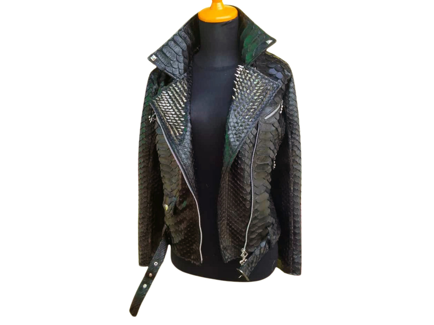 front view of Vintage Punk Leather Jacket | Real Python Snake Skin