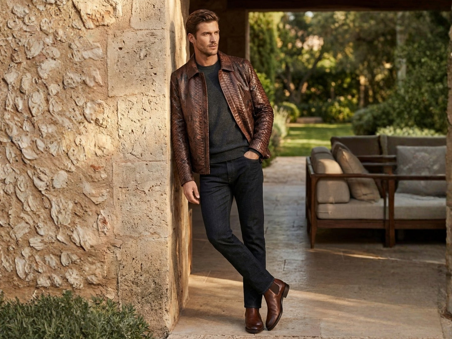 Brown Exotic Python Snakeskin Jacket