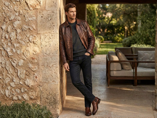 Brown Exotic Python Snakeskin Jacket