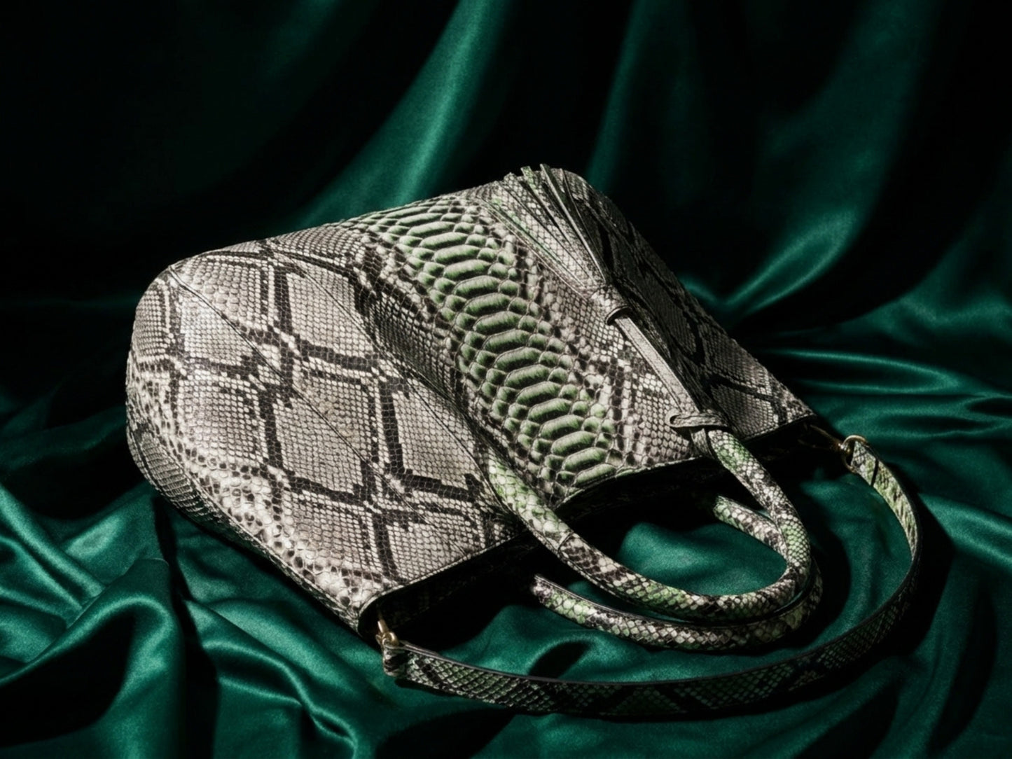 Natural Gray Python Snakeskin Tote Leather Bag