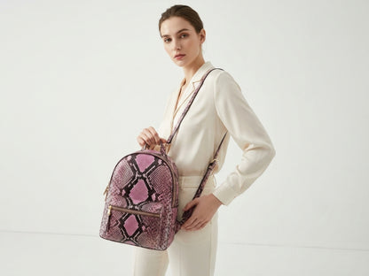 Blush Pink Python Snakeskin Backpack Purse