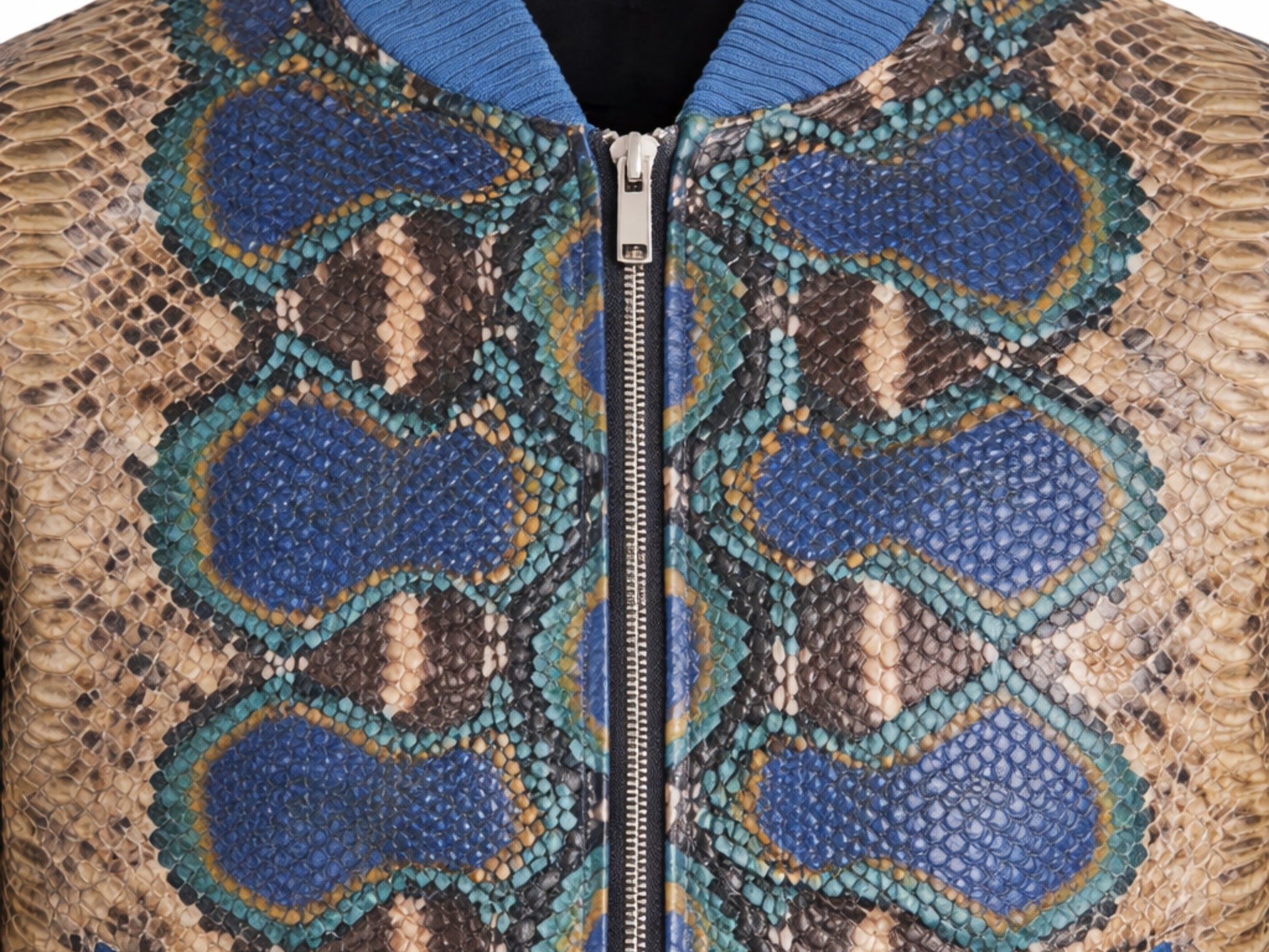 Multi Color Python Snakeskin Bomber Jacket