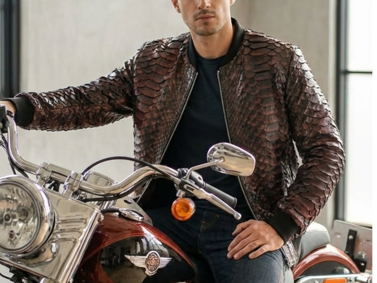 King Scales Snakeskin Bomber Jacket