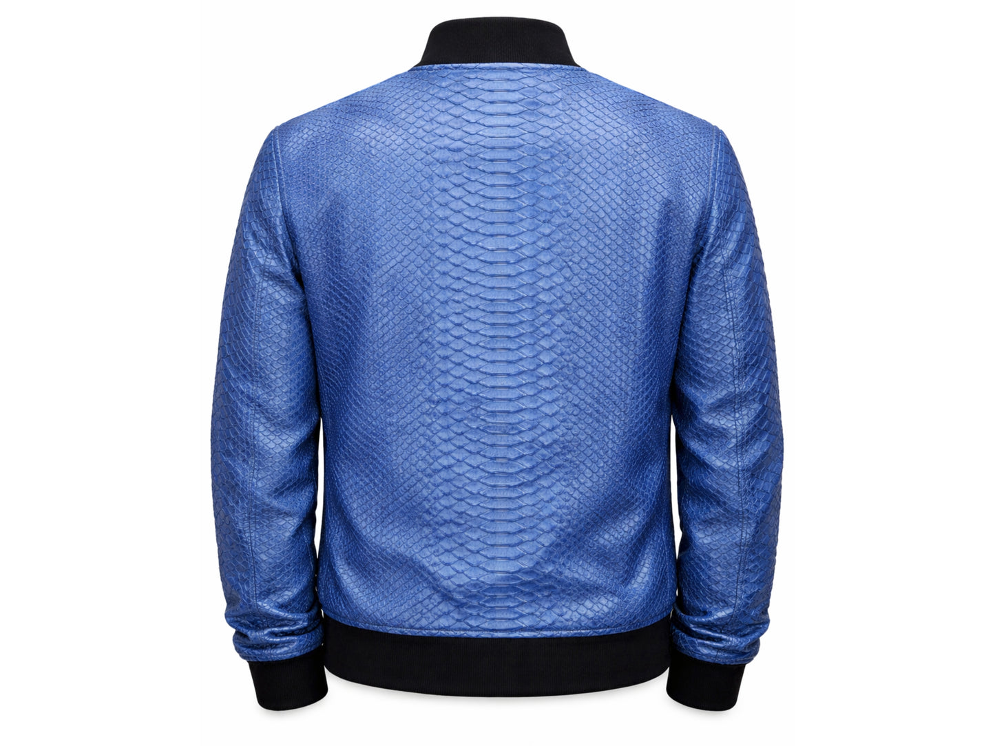 Blue Python Snakeskin Bomber Jacket