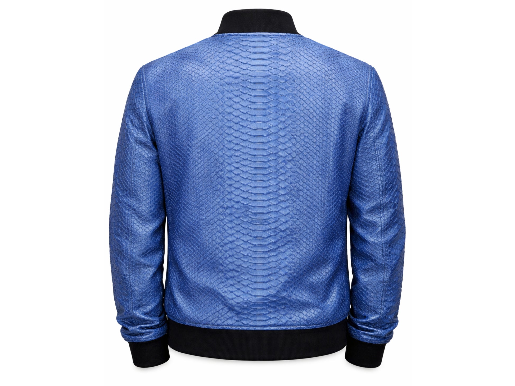 Blue Python Snakeskin Bomber Jacket