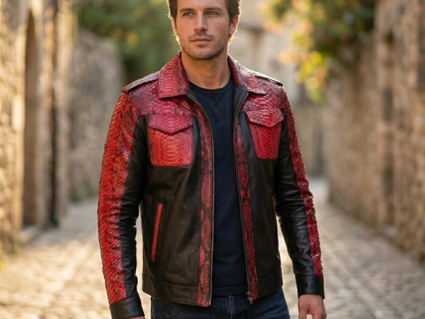 Red Python Snakeskin Jacket