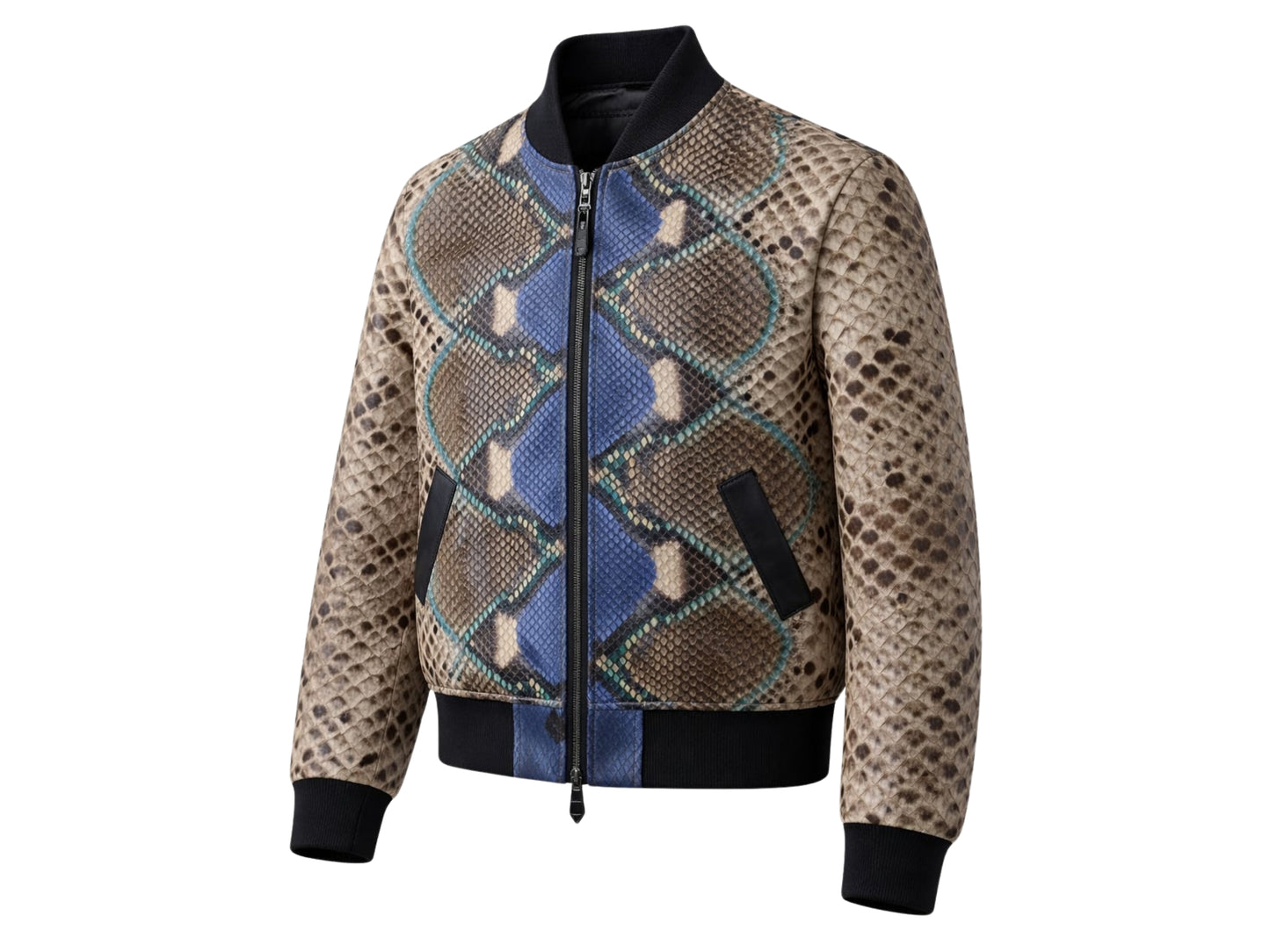 Premium Multi-Color Python Snakeskin Bomber Jacket