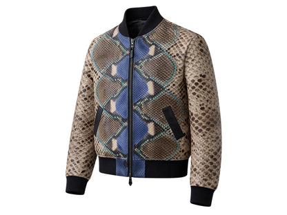 Premium Multi-Color Python Snakeskin Bomber Jacket