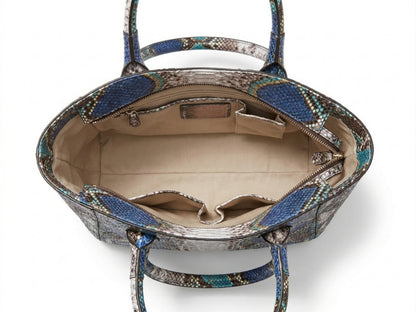 Majestic Blue Python Snakeskin Tote Leather Bag