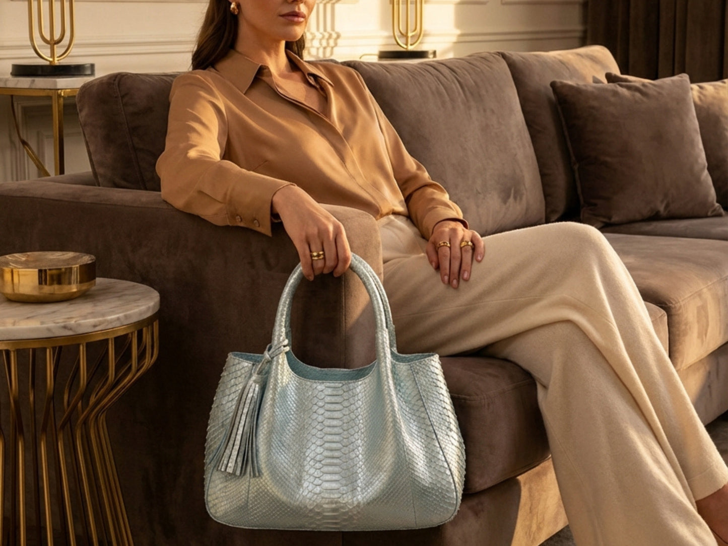 Luxury Genuine Python Snakeskin Women Tote