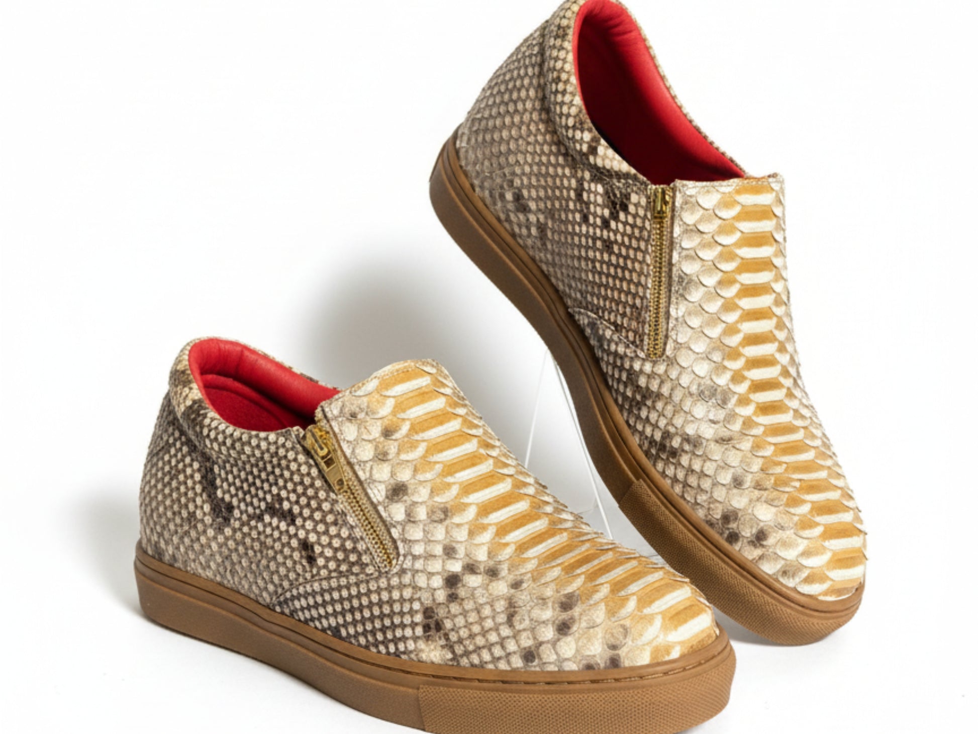 Genuine Python Snakeskin Shoes: Handmade Real Exotic Leather Sneakers
