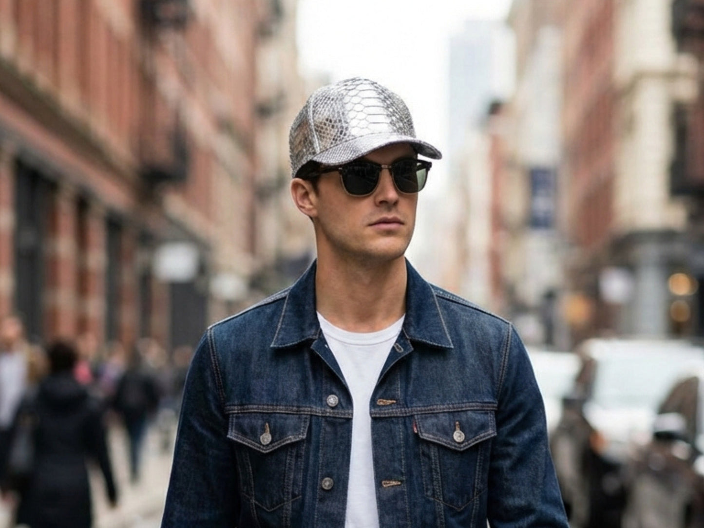 Metallic Silver & Gold Genuine Python Snakeskin Hat