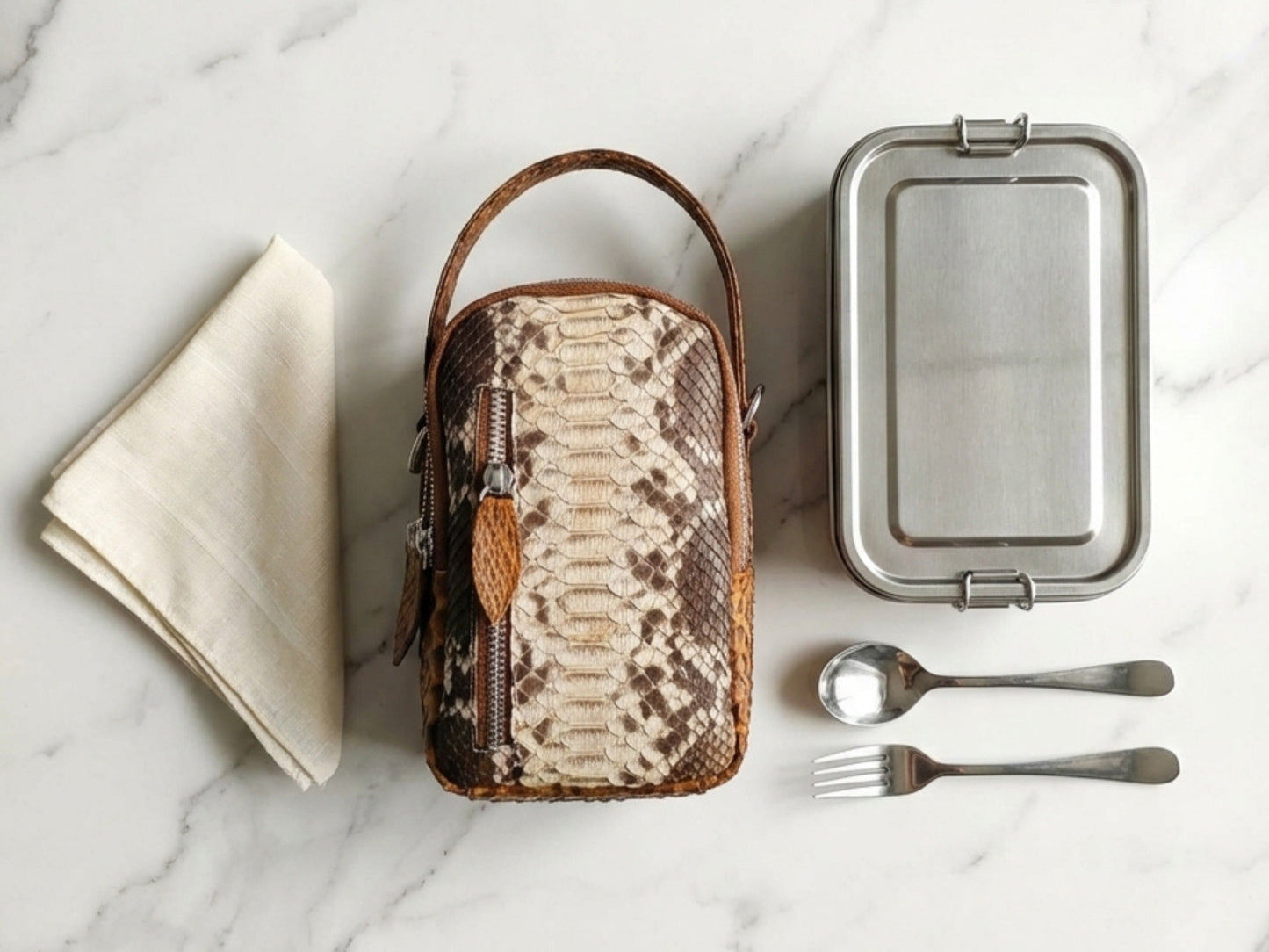 Genuine Python Snakeskin Lunch Bag