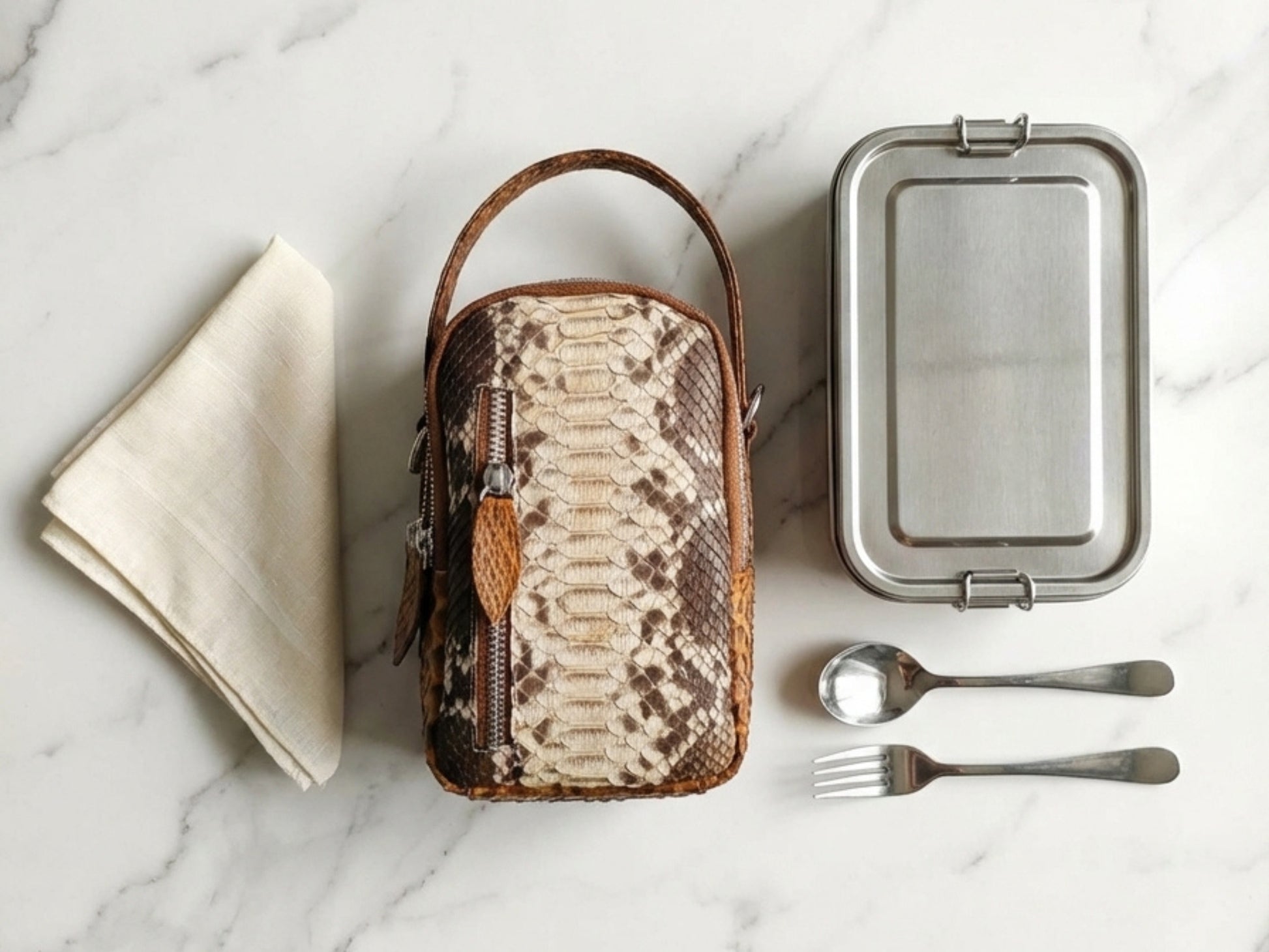 Genuine Python Snakeskin Lunch Bag