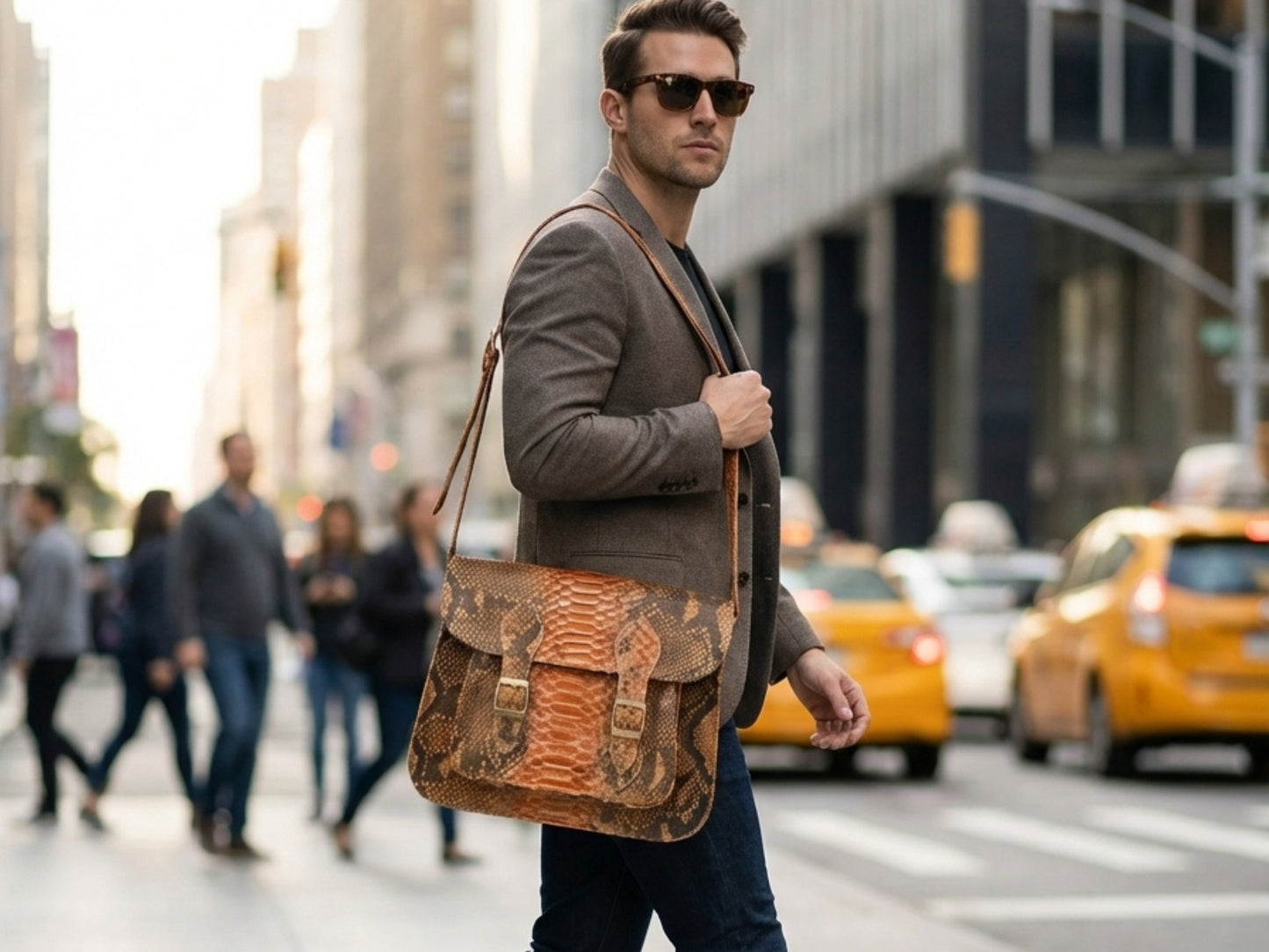 Genuine Python Snakeskin Messenger Bag