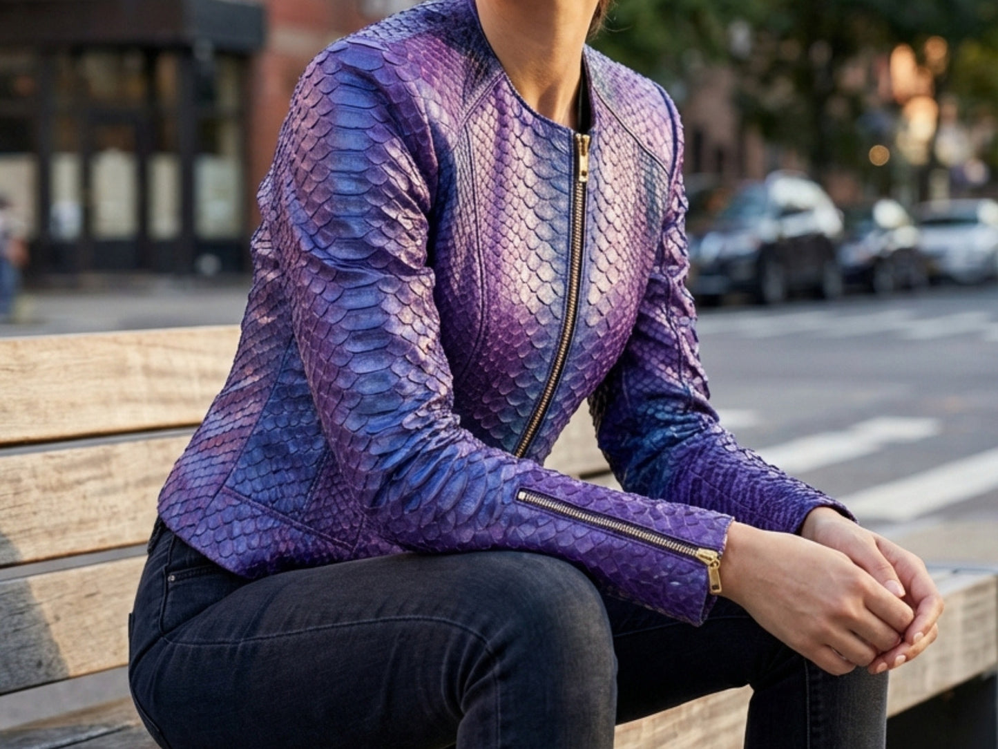 Purple Blue Python Snakeskin Jacket