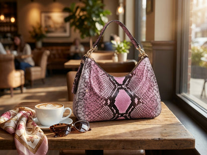 Pink Python Hobo Purse