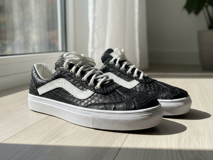 Genuine Python Leather Sneakers: Handmade Unisex Snakeskin Tie Shoes