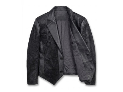 Genuine Shark Skin Suit Dress | Black Leather Blazer Pants