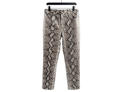 Genuine Python Snakeskin Suit Set | Natural Gray Leather Blazer & Pants