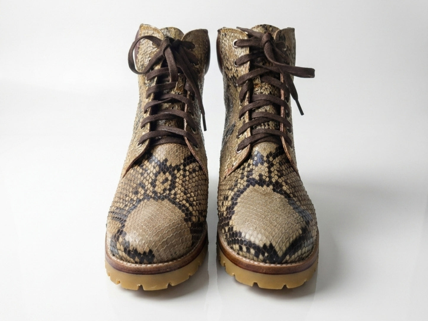 Brown Snakeskin Python Leather Boots