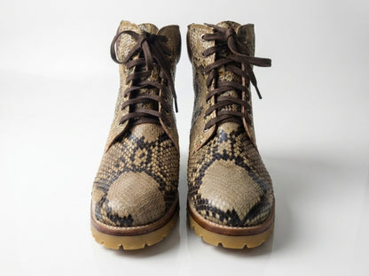 Brown Snakeskin Python Leather Boots