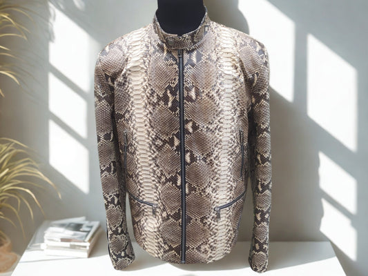 Natural Gray Python Leather Jacket