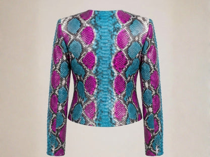Turquoise Magenta Python Snakeskin Jacket
