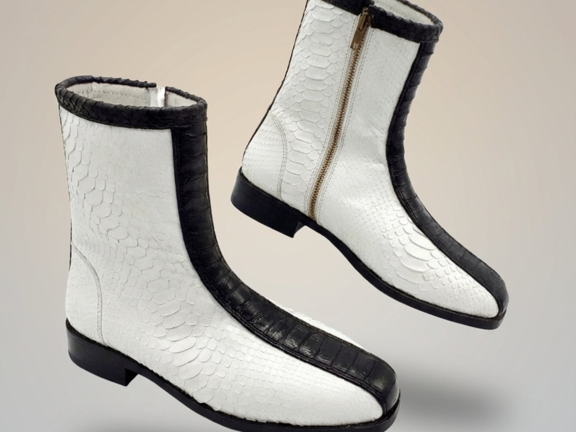 White Python Snakeskin Ankle Boots