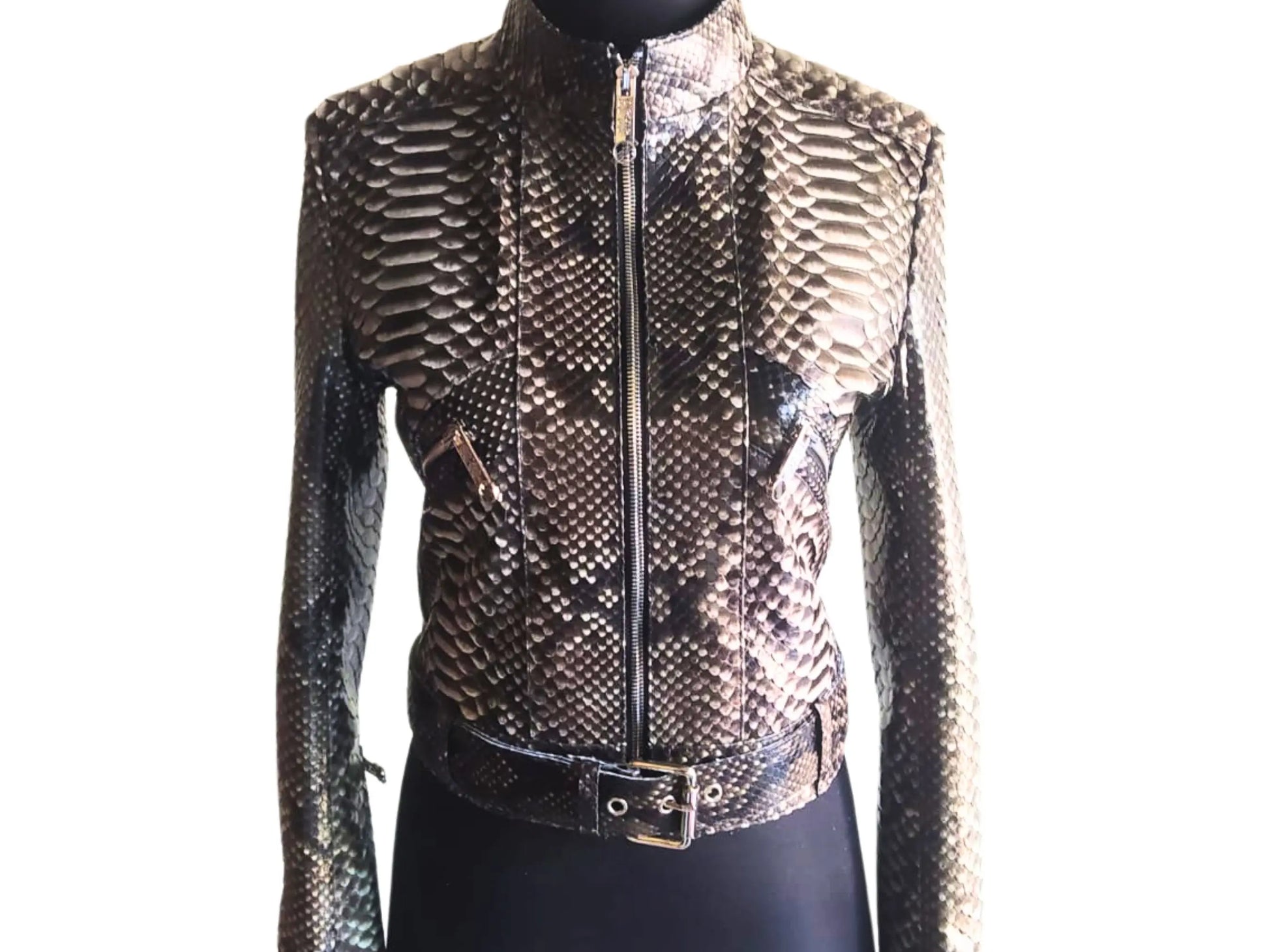 Slim fit Motorcycle Leather Jacket for Women - Python Jacket by LFM Fashion