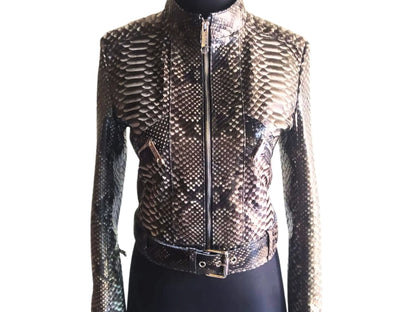 Slim fit Motorcycle Leather Jacket for Women - Python Jacket by LFM Fashion