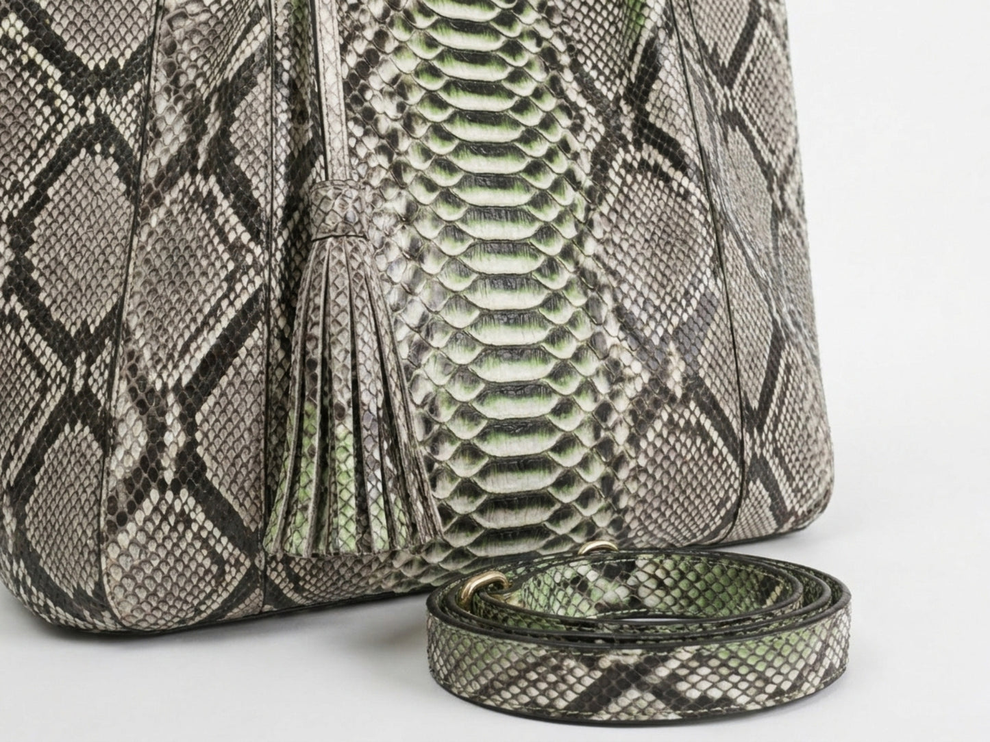 Natural Gray Python Snakeskin Tote Leather Bag