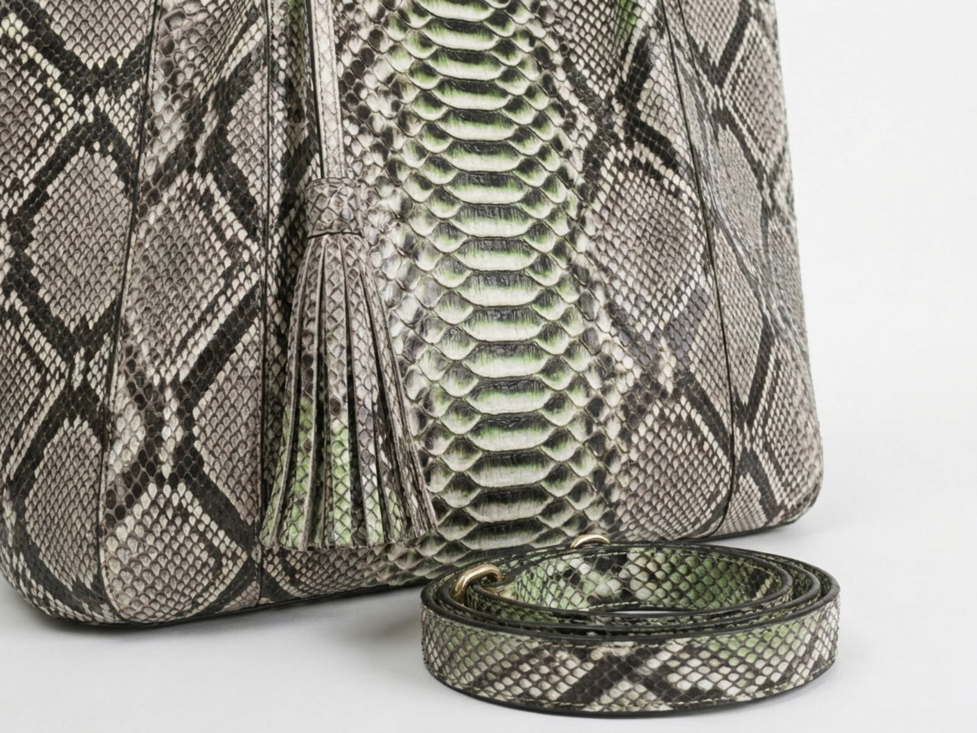 Natural Gray Python Snakeskin Tote Leather Bag