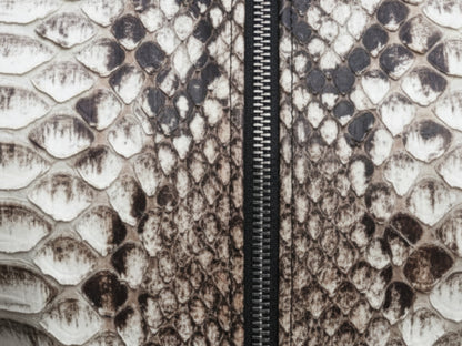 Genuine Python Snakeskin Women Biker Jacket: Real Exotic Zip Up Leather Jackets