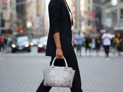 Luxury Genuine Python Snakeskin Leather Women Handbag: Elegant Designer Tote Bag